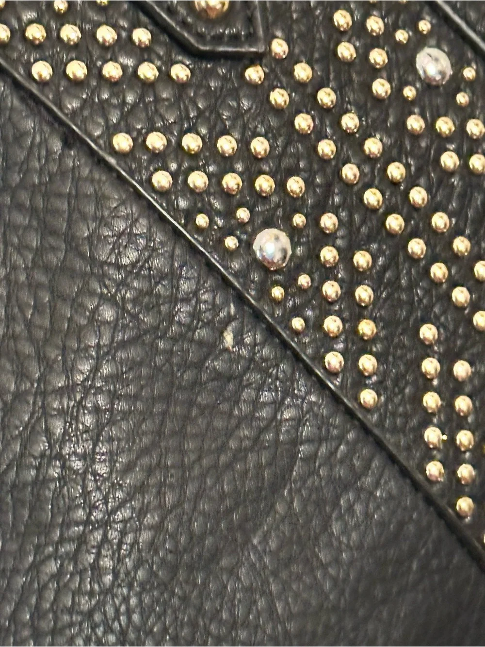 Enzo Angiolini Black Leather Shoulder Bag W/ Studded accents. Hard To Find